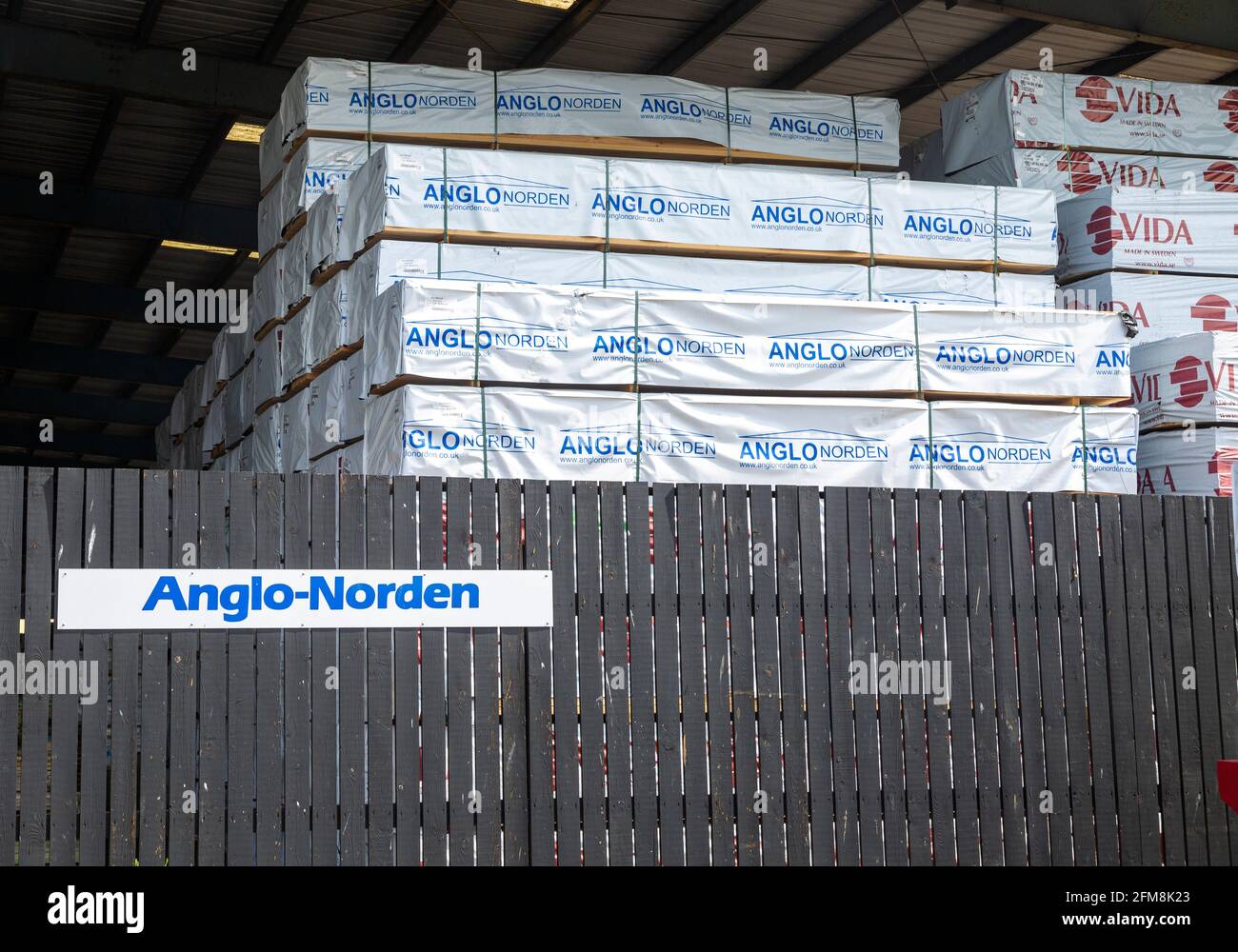 Entrepôt de marchands de bois Anglo-Norden, Wet Dock, Ipswich, Suffolk, Angleterre, ROYAUME-UNI Banque D'Images