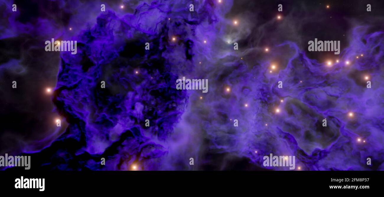 La nébuleuse galactique et la naissance des étoiles le rendu 3d de la galaxie Banque D'Images