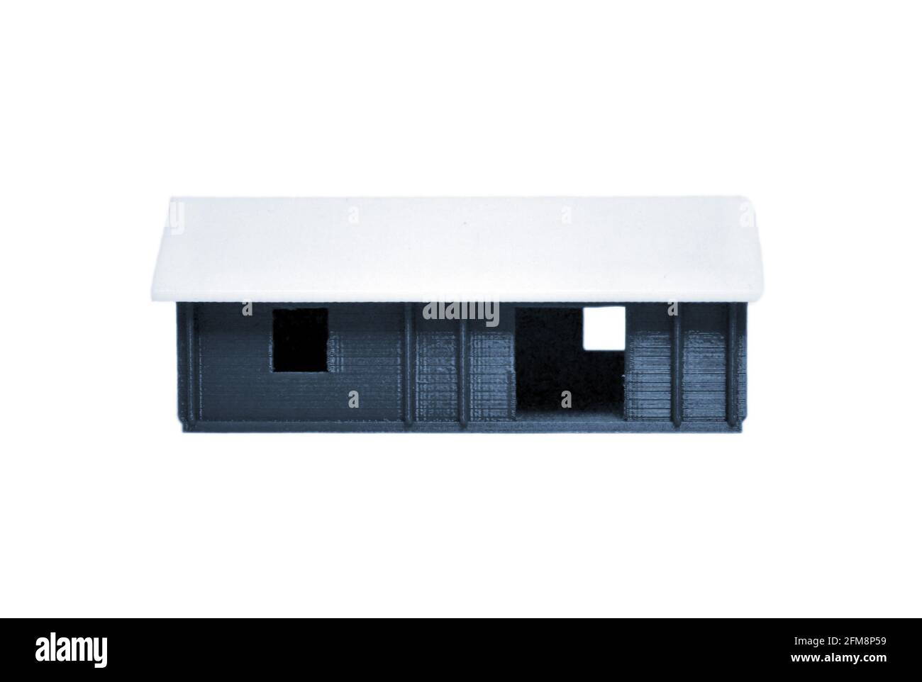 Objet imprimé par une imprimante 3d. Maison marron blanc. Banque D'Images