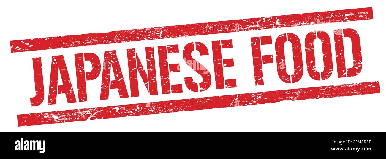 Texte DE LA NOURRITURE JAPONAISE sur le signe rouge de timbre rectangle grungy. Banque D'Images