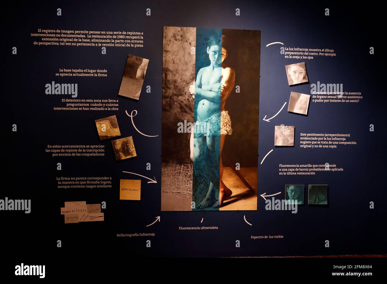 Le Museo Nacional de San Carlos rouvre avec l'exposition 'Infinite archive d'un tableau dans le doute. Le cas de Maria Morelli'; objets d'art et documents; du 6 mai au 15 août 2021. L'exposition 'l'archive infinie d'une peinture dans le doute. Le cas de Maria Morelli, est composé d'œuvres, de sculptures, de gravures et de photographies, liées à l'œuvre Saint Jean-Baptiste enfant (1855-57), attribuée à l'origine à l'artiste français Jean-Auguste-Dominique Ingres. Le 6 mai 2021 à Mexico, Mexique. (Photo d'Eyepix/Sipa USA) Banque D'Images