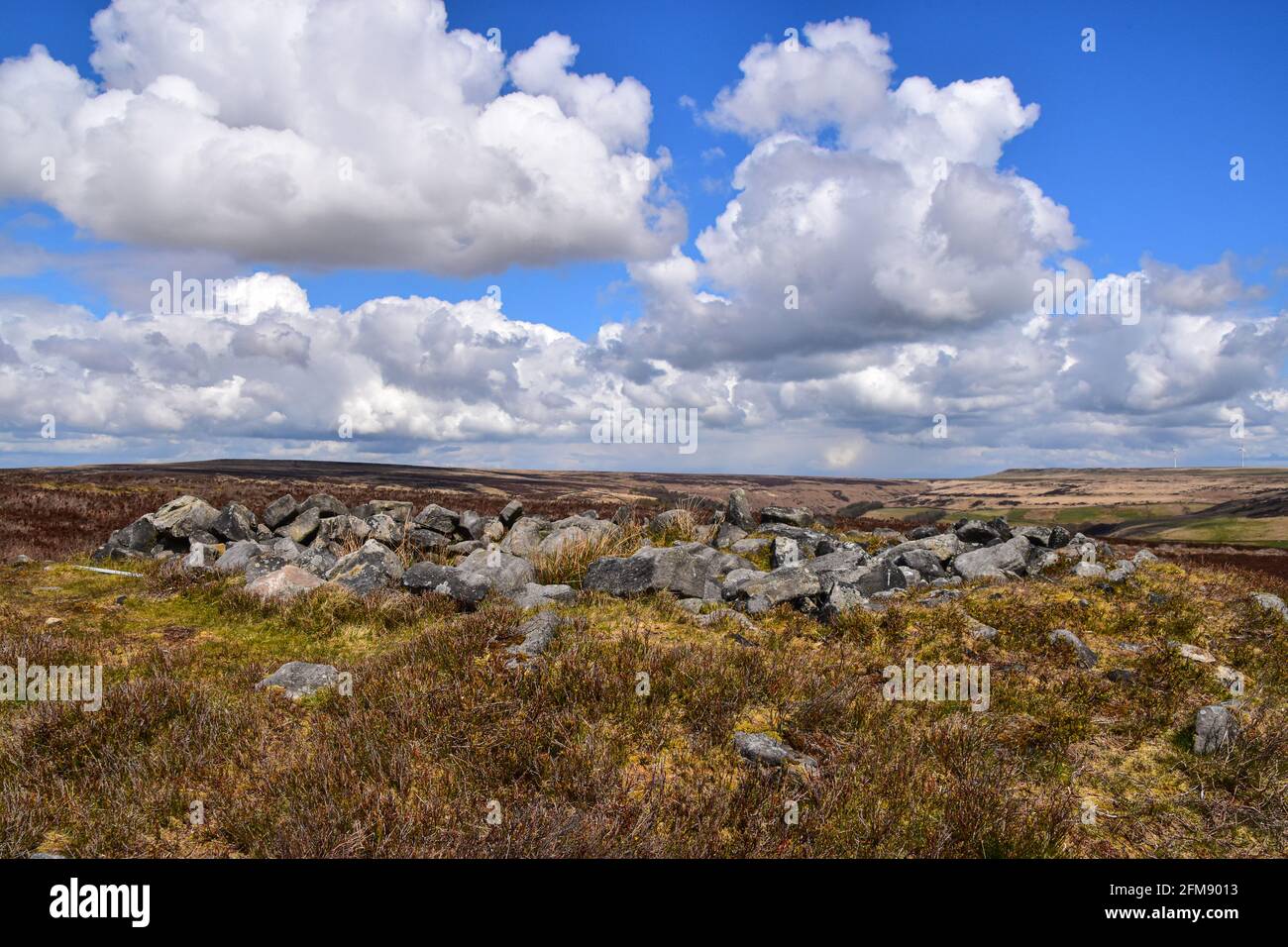 Miller's grave cairn, Midgley Moor, Calvaire, West Yorkshire Banque D'Images