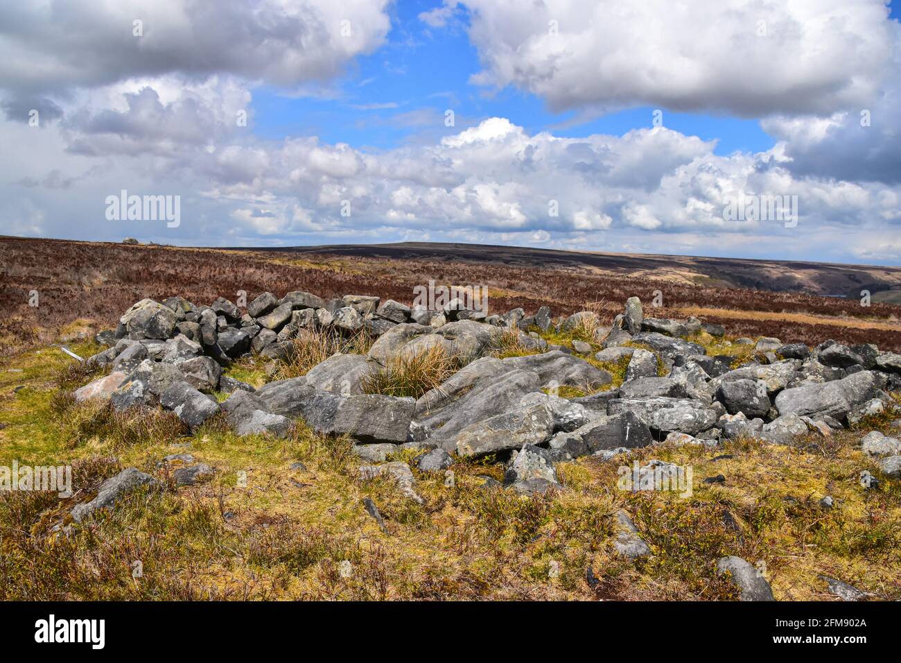 Miller's grave cairn, Midgley Moor, Calvaire, West Yorkshire Banque D'Images