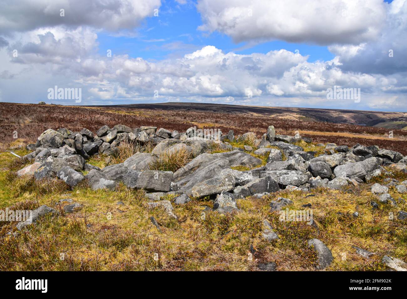 Miller's grave cairn, Midgley Moor, Calvaire, West Yorkshire Banque D'Images