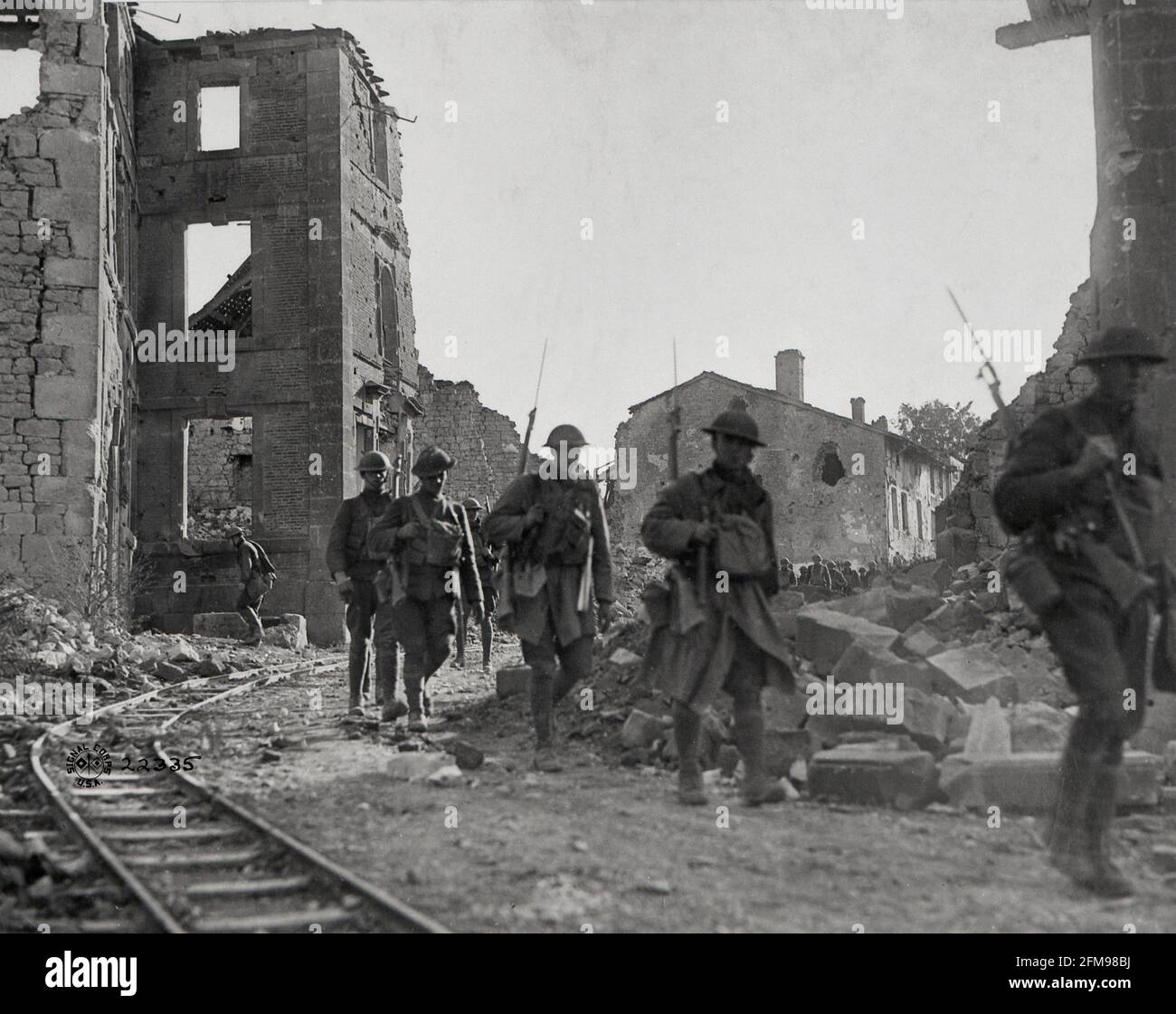 La première Guerre mondiale l'infanterie américaine de la Grande Guerre à Varennes-en-Argonne, France Banque D'Images