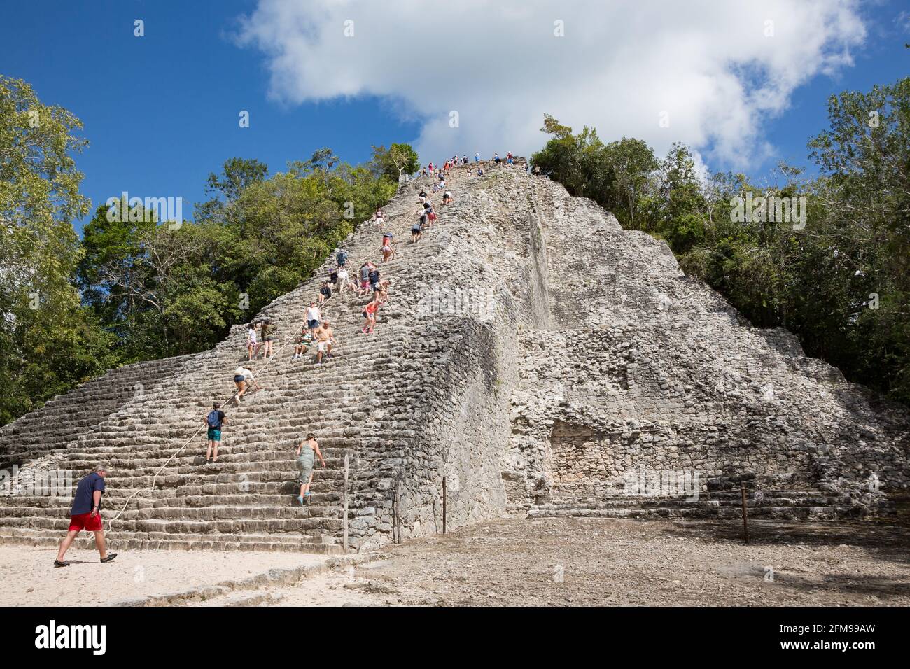 Coba, Mexique - 31 janvier 2018 : Nohoch Mul, la plus haute des pyramides mayas, Quintana Roo, péninsule du Yucatan, Mexique Banque D'Images