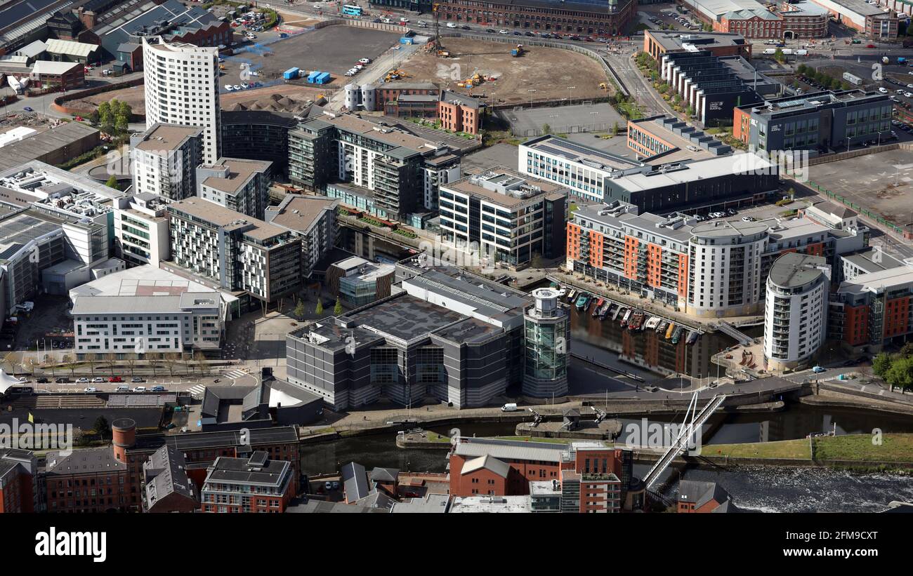 Vue aérienne de Leeds Dock Banque D'Images