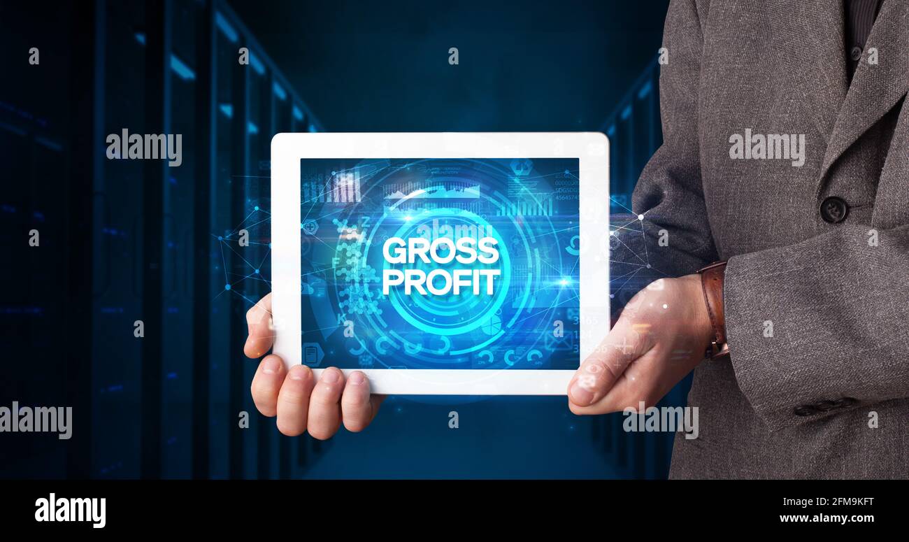 Personne tenant une tablette, concept d'entreprise Banque D'Images