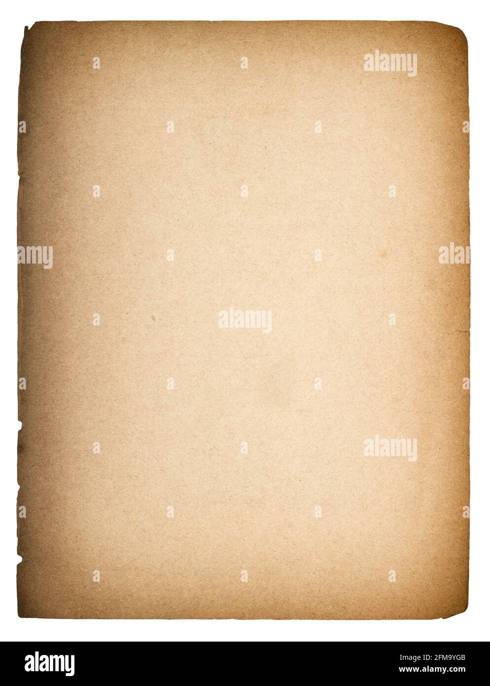Ancienne feuille de papier. Texture en carton grundy avec vignette Banque D'Images