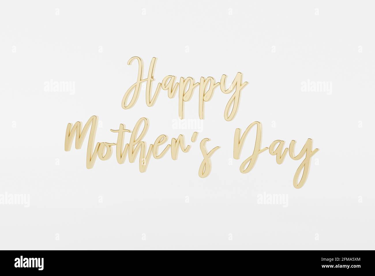 Carte de vœux de fête des mères, texte doré ou calligraphie sur fond blanc, illustration de rendu 3d Banque D'Images