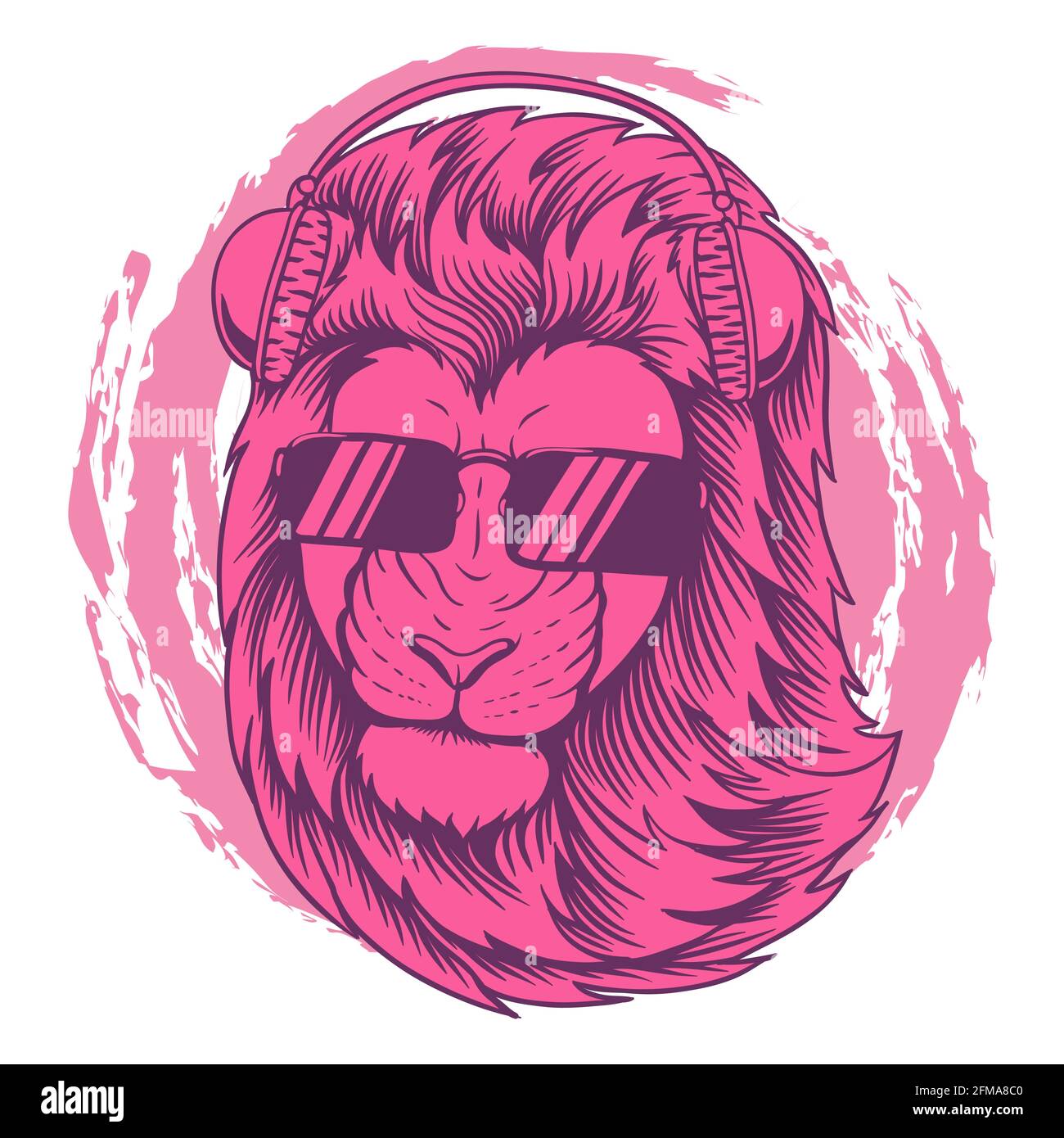Illustration vectorielle rose COOL Lion Illustration de Vecteur