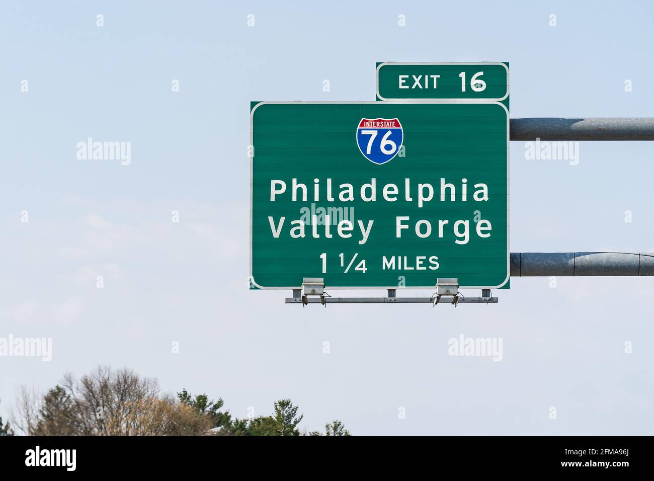 Interstate Highway 476, également connue sous le nom de Blue route, sortie 16, direction Interstate 76 vers Philadelphie et Valley Forge Pennsylvania Banque D'Images