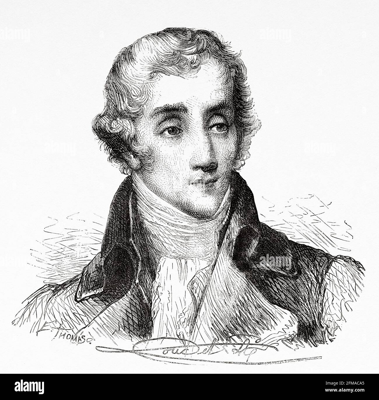 Portrait de Joseph Fouche (1759-1820) homme d'État français et ministre de la police sous Napoléon I. France. Ancienne illustration gravée du XIXe siècle de l'Histoire de la Révolution française 1876 par Jules Michelet (1798-1874) Banque D'Images