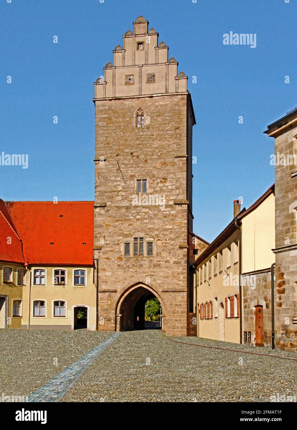 Porte de Rothenburg, Dinkelsbühl, moyenne-Franconie, Bavière, Allemagne Banque D'Images