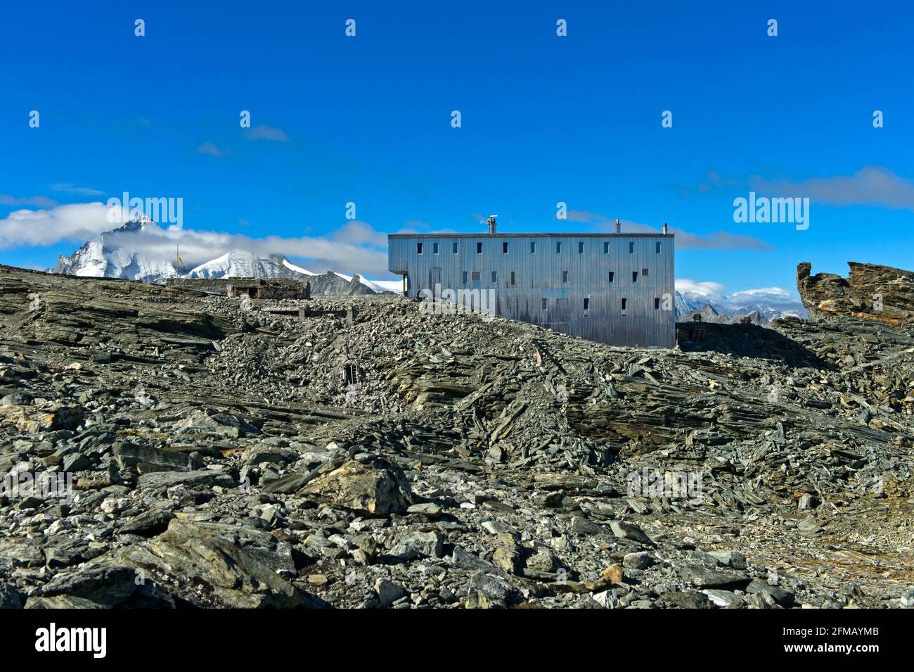 Tratuit Hut, Cabane de Tracuit, du Swiss Alpine Club, Zinal, Val d'Anniviers, Wallis, Suisse Banque D'Images
