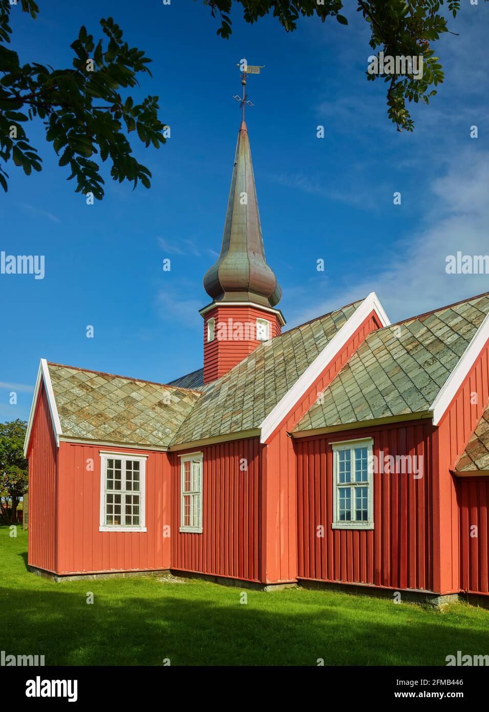 Église Flakstad, Flakstadoye, Lofoten, Nordland, Norvège Banque D'Images