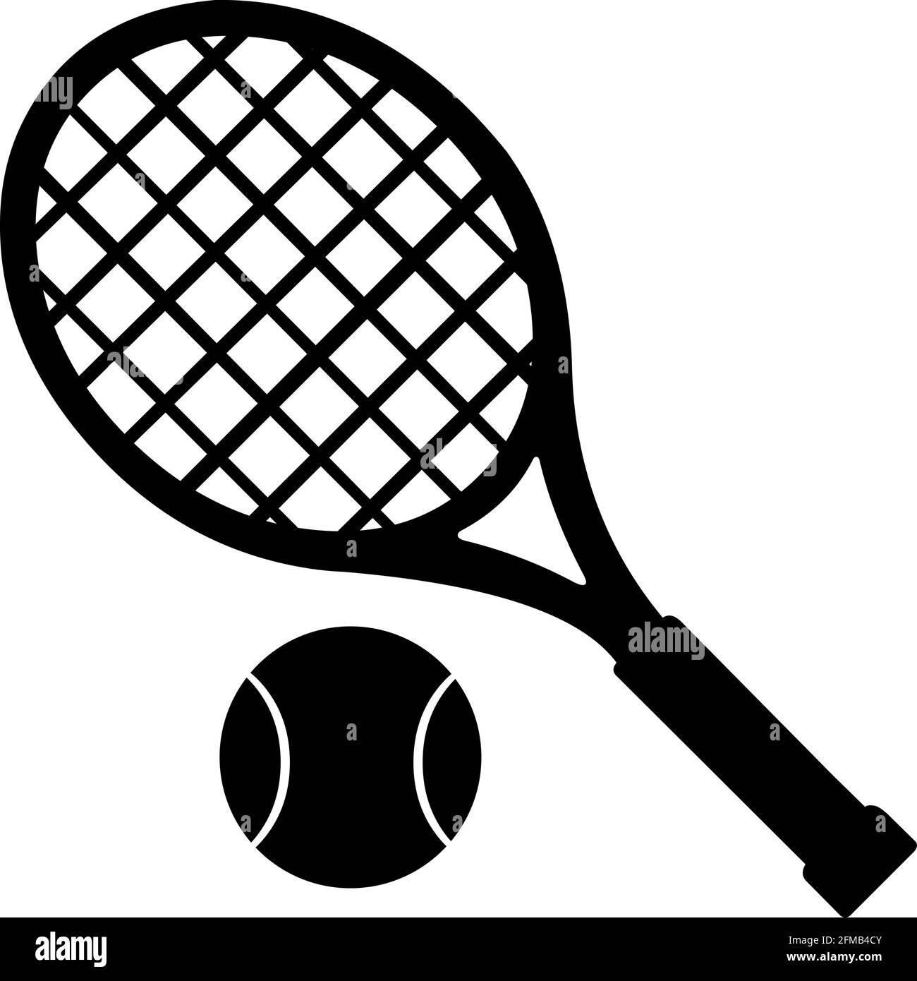Illustration vectorielle de la silhouette d'une raquette de tennis et bille Illustration de Vecteur