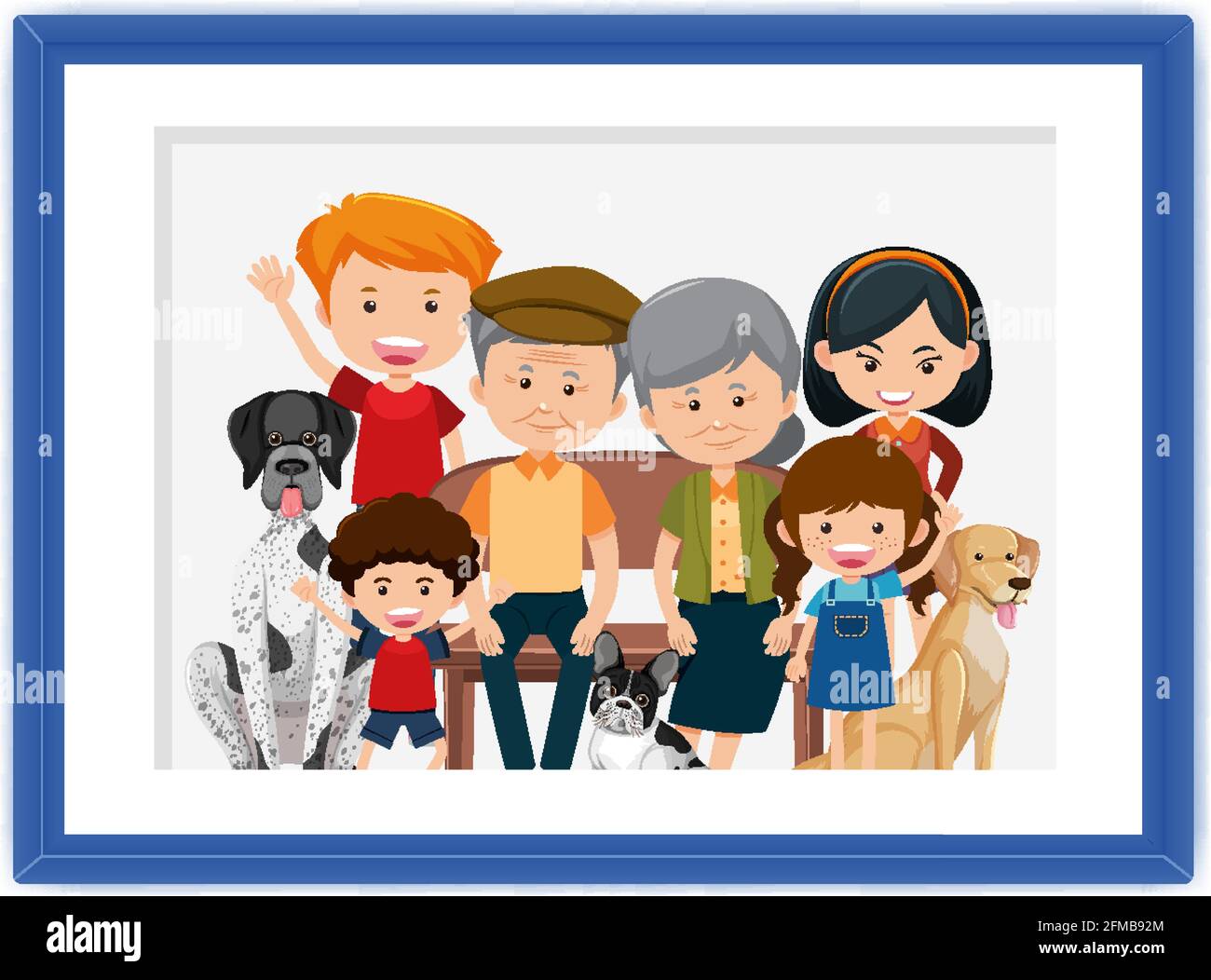 Dessin animé d'une famille heureuse dans une illustration de cadre Image  Vectorielle Stock - Alamy