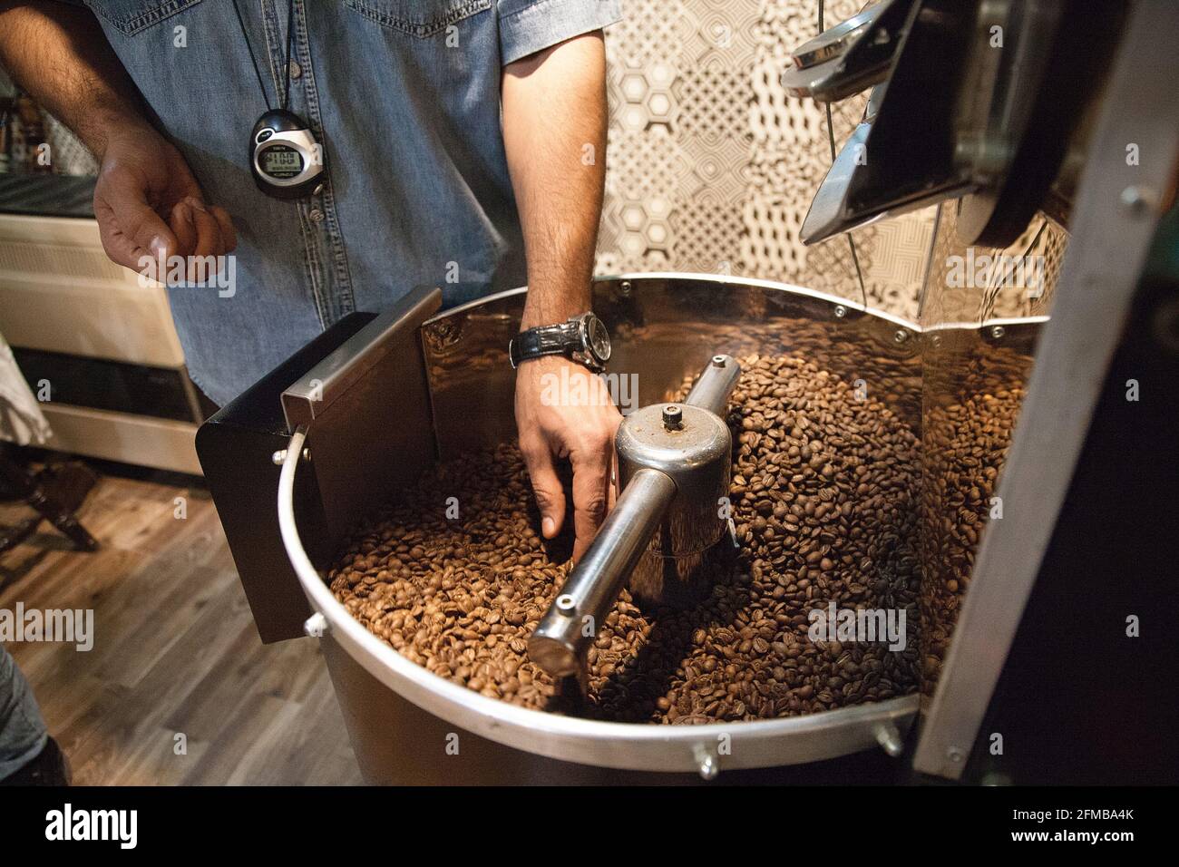 Les grains de café torréfié Banque D'Images