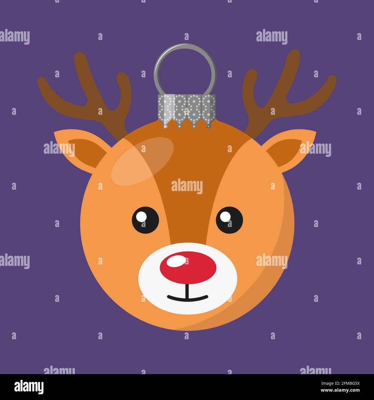 Boule de Noël avec visage de cerf. Boule isolée Image Vectorielle Stock -  Alamy