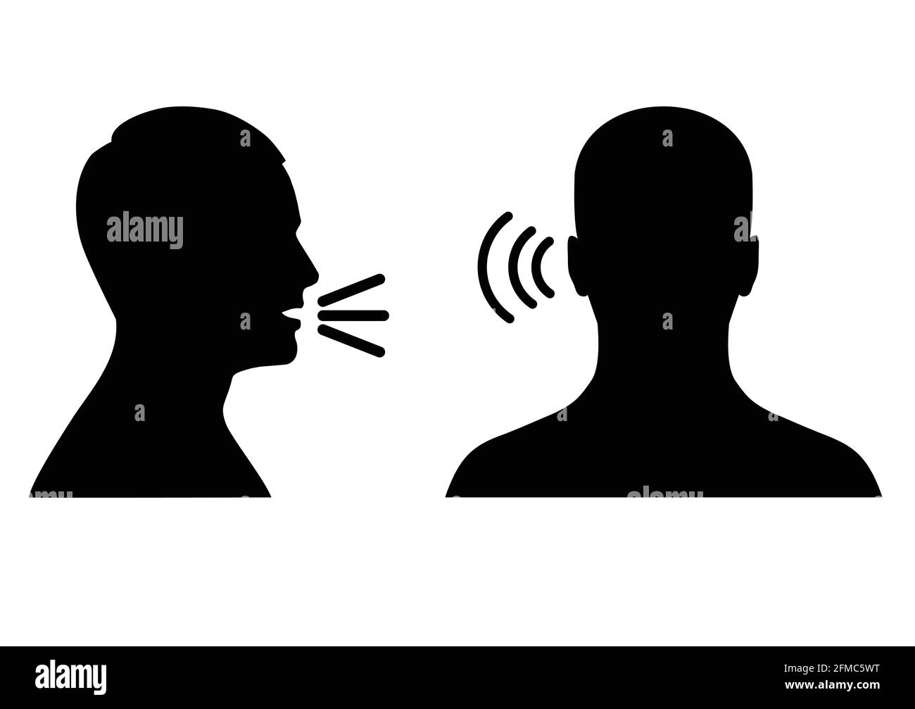 illustration vectorielle d'une icône d'écoute et de parole, d'un symbole vocal ou sonore, d'un profil de tête et d'un arrière-plan Illustration de Vecteur