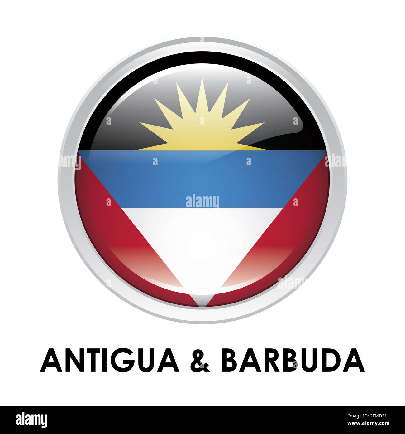 Drapeau rond d'Antigua-et-Barbuda Banque D'Images