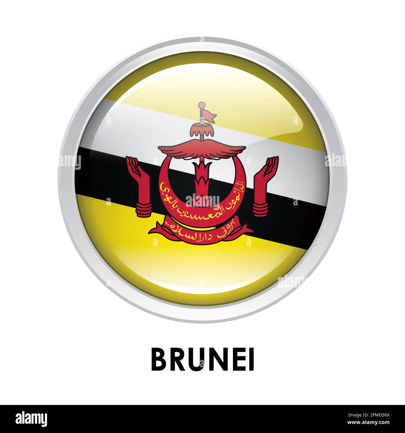 Drapeau rond du Brunei Banque D'Images
