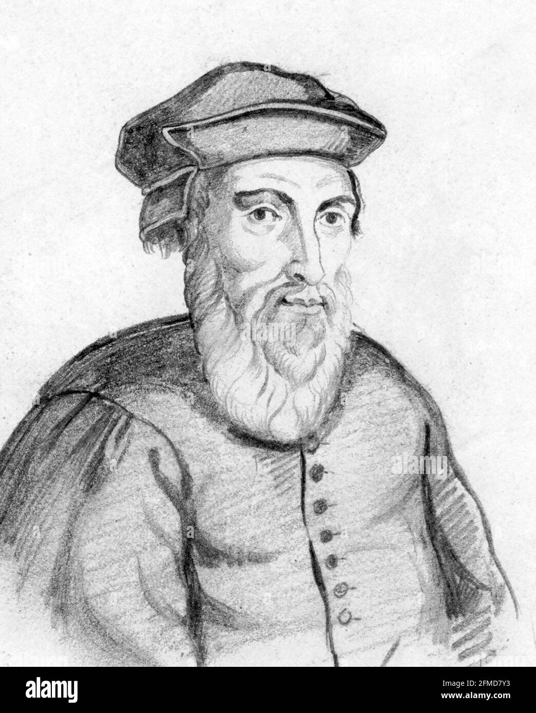 John Wycliffe. Portrait du philosophe anglais du XIVe siècle John Wycliffe ( c. 1320s-1384), dessin de Willem Hendrik Schmidt, c. 1819-49 Banque D'Images