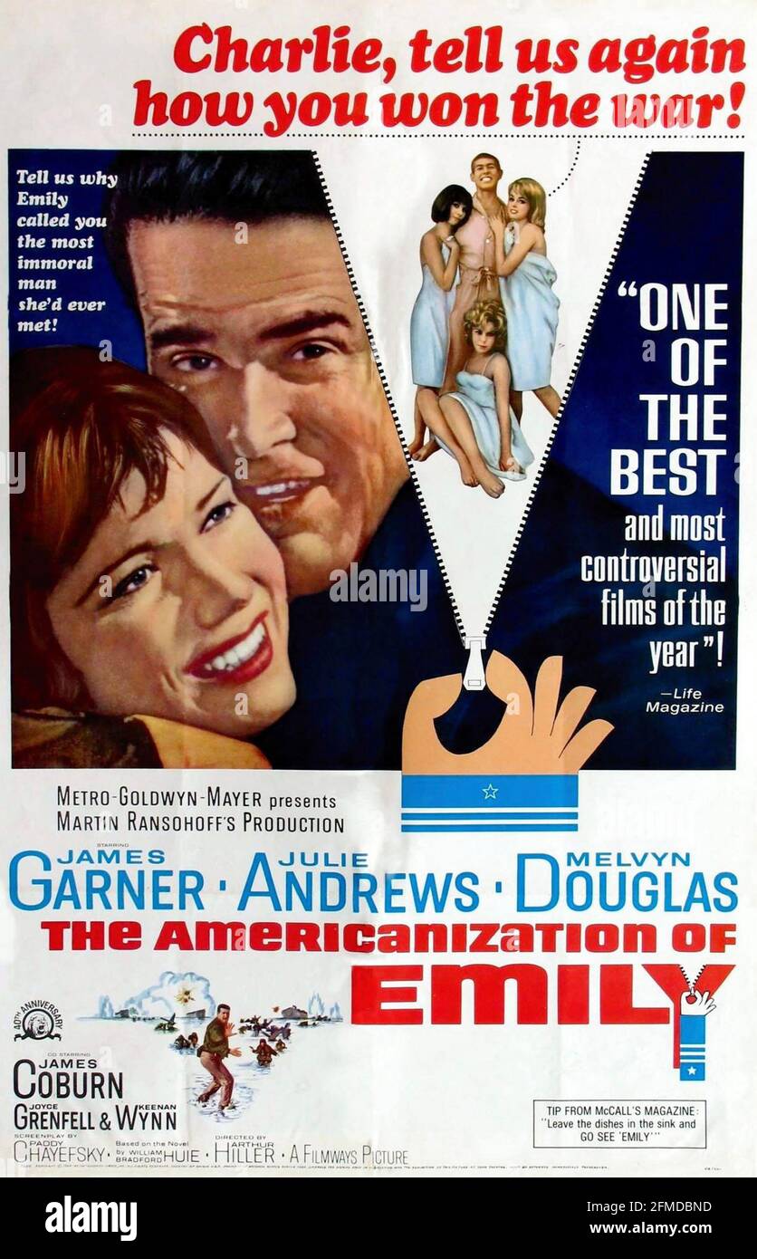 L'AMÉRICANISATION DU film EMILY 1964 MGM avec Julie Andrews et James Garner. Affiche de Reynold Brown Banque D'Images