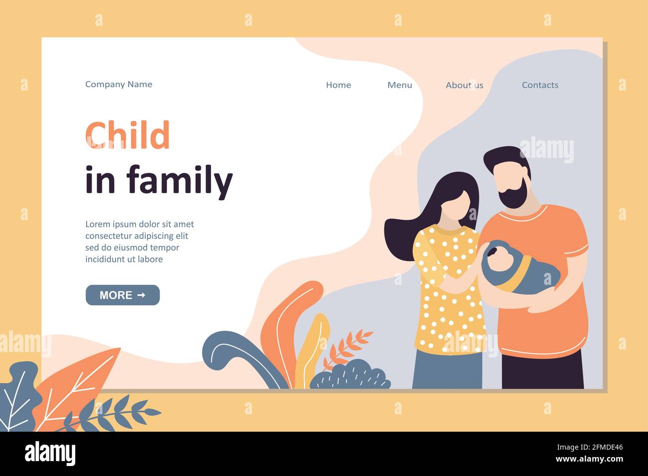Modele De Page D Arrivee Enfant Dans La Famille Beau Homme Et Femme De Beaute Tient Bebe Nouveau Ne Banniere Portrait De Famille Couple D Amour Avec Bebe Parents Mignons Image Vectorielle Stock Alamy