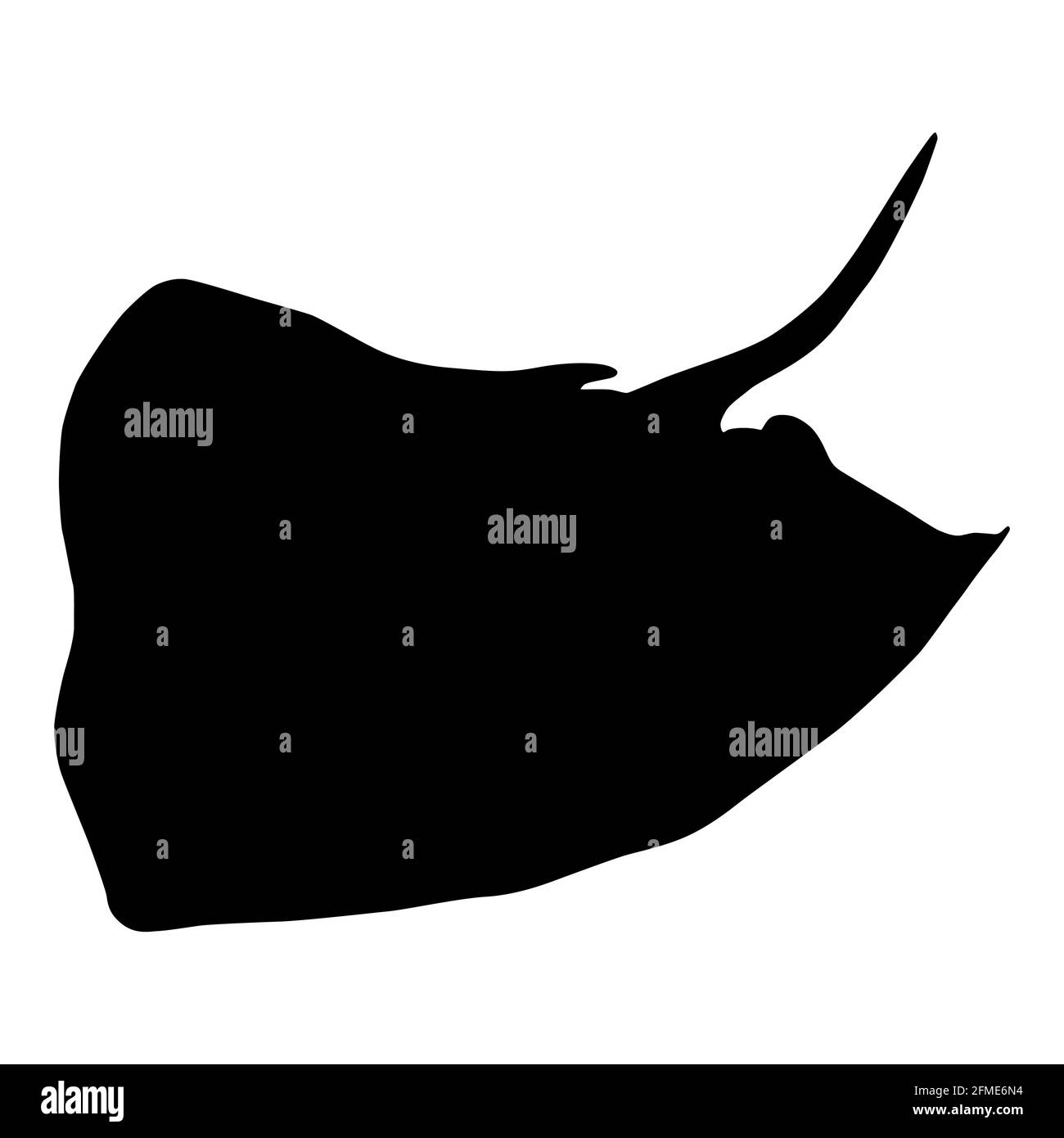 Stingray (océan de mer). Silhouette noire isolée. Côté vers le haut. Animal marin. Arrière-plan blanc. Illustration vectorielle clipart. SCAT manta ray. Illustration de Vecteur