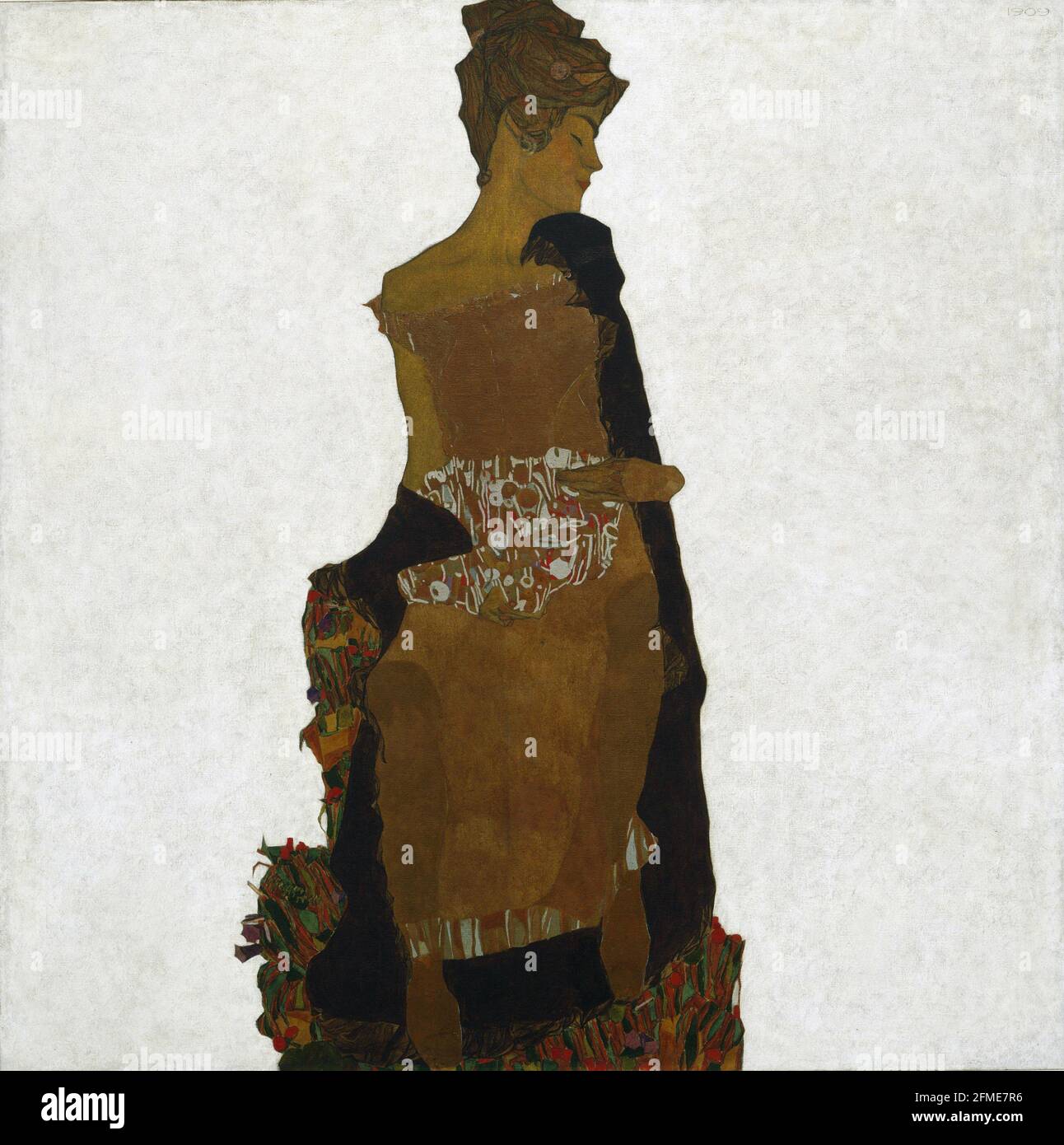Egon Schiele. (Autrichien, 1890-1918). Portrait de Gerti Schiele. 1909. Peinture à l'huile, à l'argent, à l'or-bronze et crayon sur toile. Banque D'Images