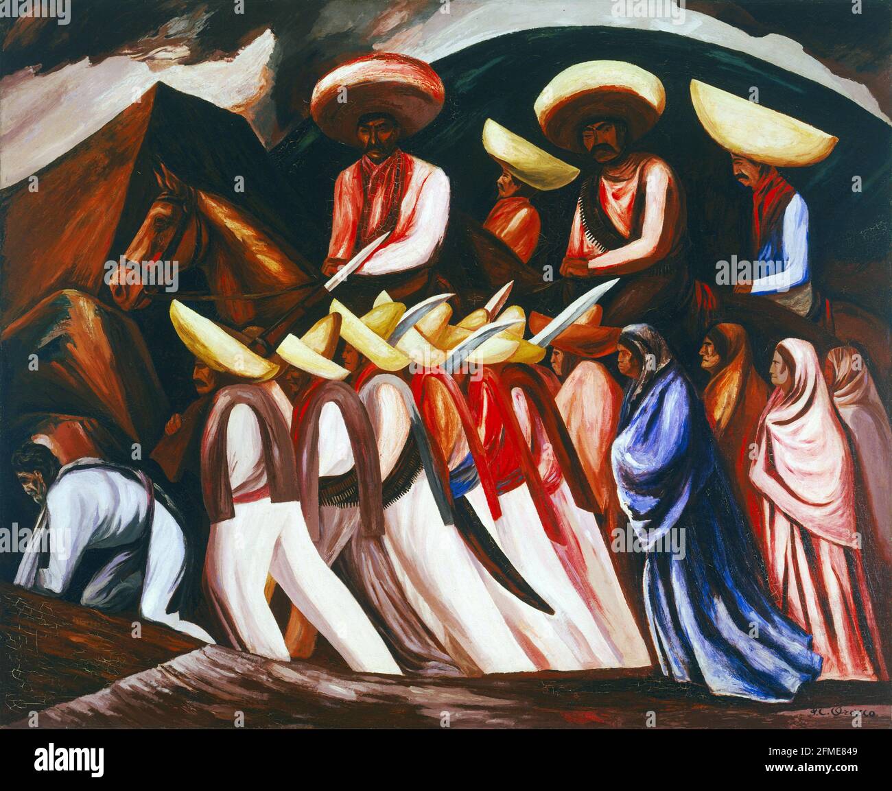 José Clemente Orozco. (Mexicain, 1883-1949). Des zapatistes. 1931. Huile sur toile. Banque D'Images