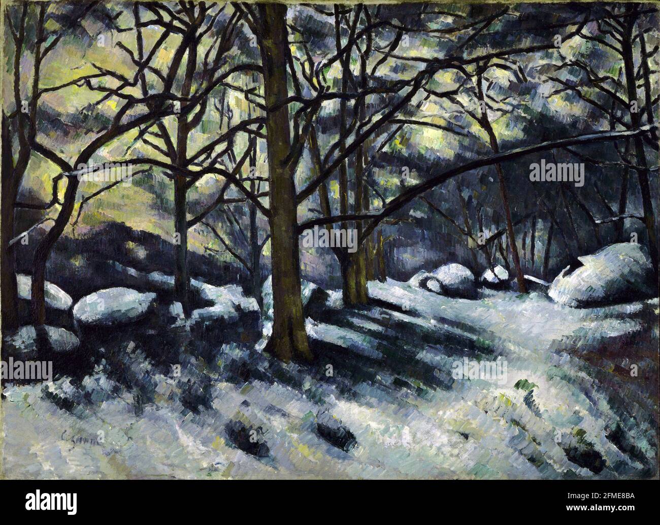 Paul Cézanne. (Français, 1839-1906). Fonte des neiges, Fontainebleau. 1879-80. Huile sur toile. Banque D'Images