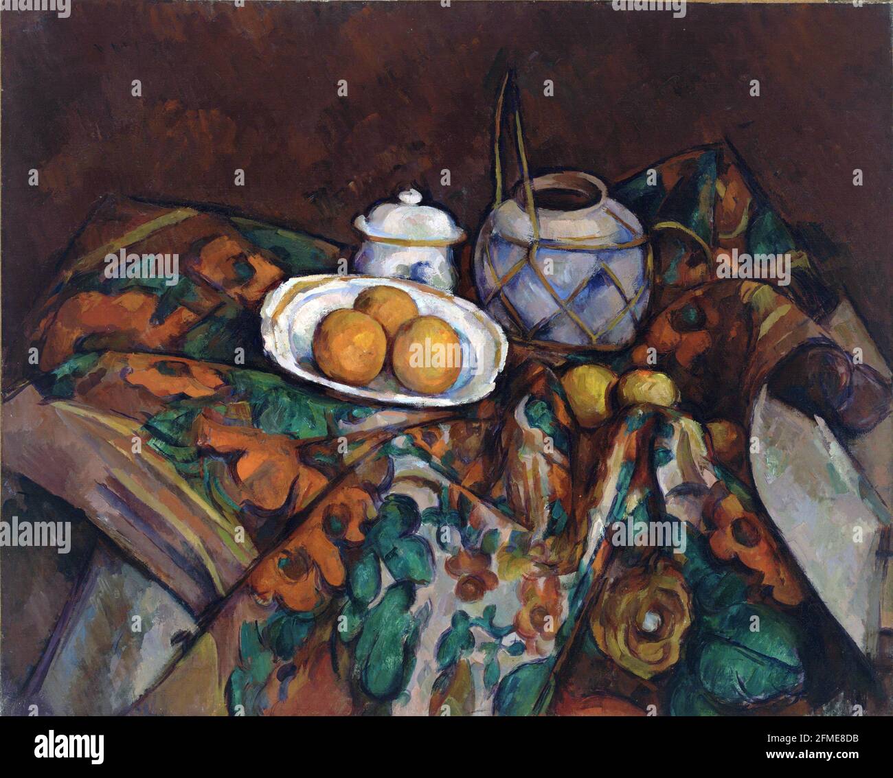 Paul Cézanne. (Français, 1839-1906). Nature morte avec pot de gingembre, Sugar Bowl et oranges. 1902-06. Huile sur toile. Banque D'Images