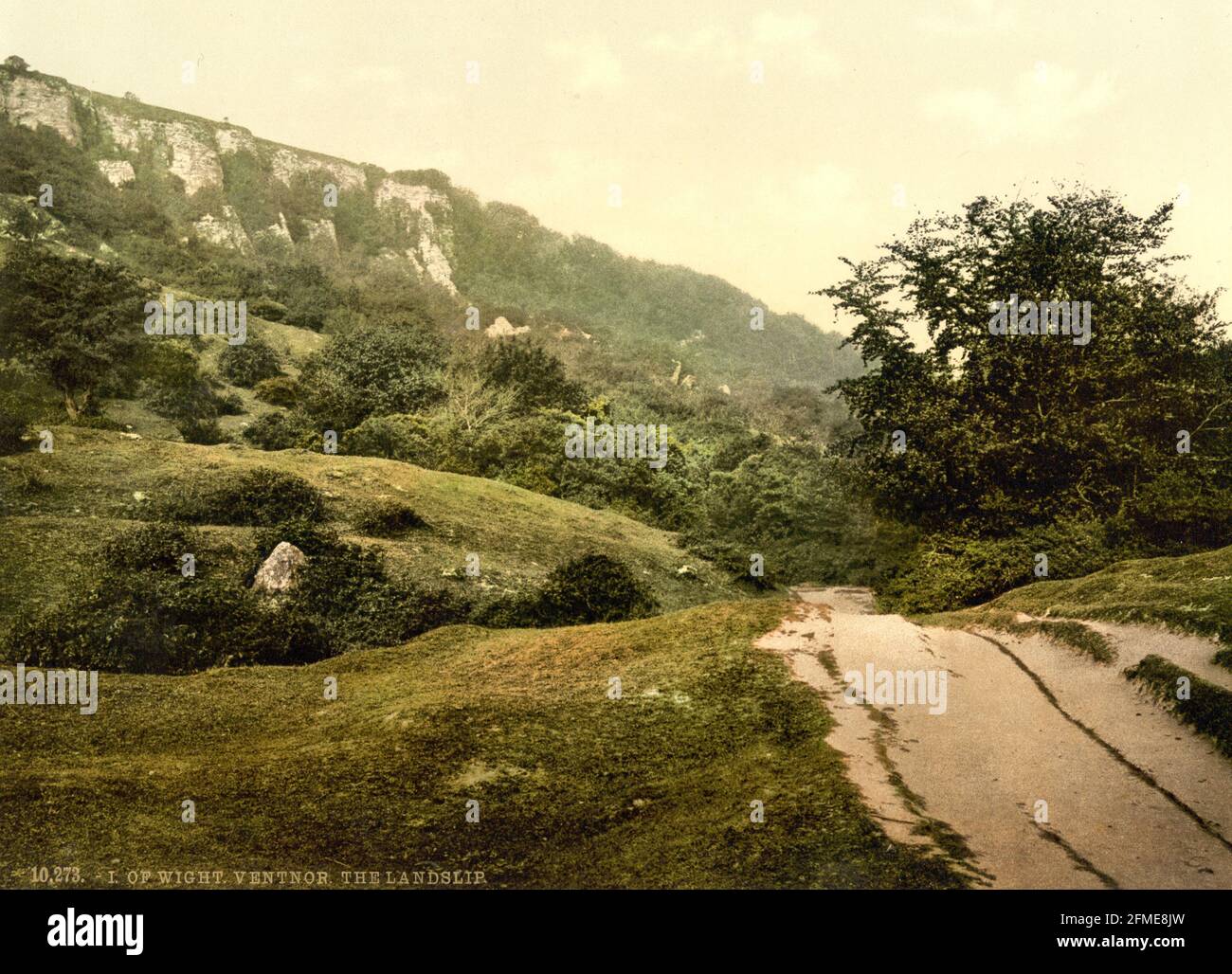 Glissement de terrain Bonchurch (ou glissement de terrain East End) Près de l'île de Ventnor de Wight vers 1890-1900 Banque D'Images