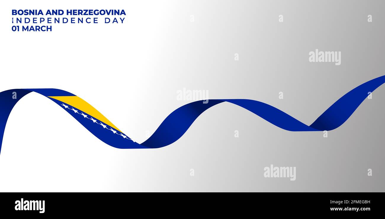 Bannière volante Bosnie-Herzégovine. Bon modèle pour la conception de jour d'indépendance de Bosnie-Herzégovine. Illustration de Vecteur