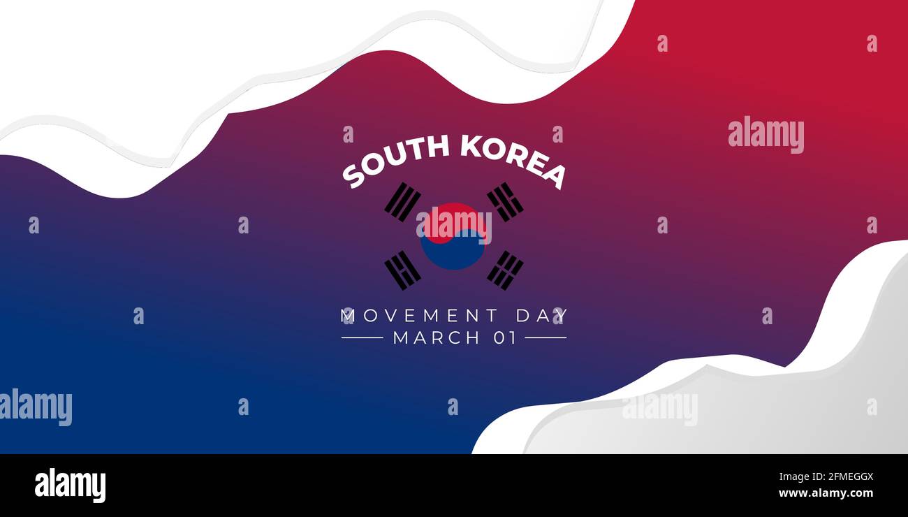 Jour du mouvement pour l'indépendance de la Corée du Sud. Fond liquide rouge et bleu. Bon modèle pour la conception de la journée nationale sud-coréenne. Illustration de Vecteur