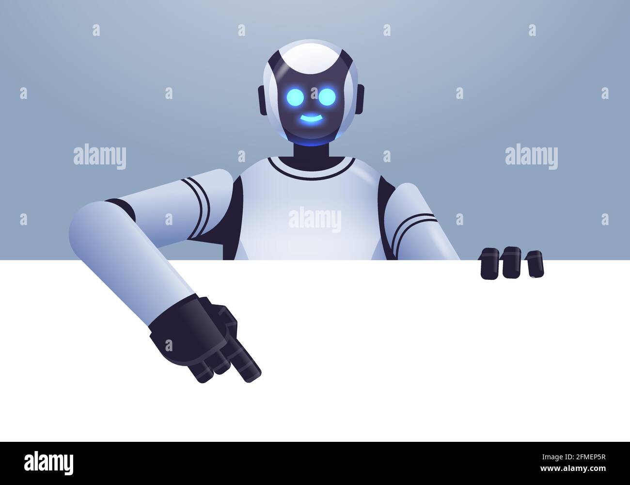 joli cyborg robot pointant sur le blanc blanc blanc blanc blanc blanc blanc blanc blanc blanc blanc blanc blanc blanc blanc blanc blanc blanc technologie d'intelligence artificielle de caractère robotique Illustration de Vecteur