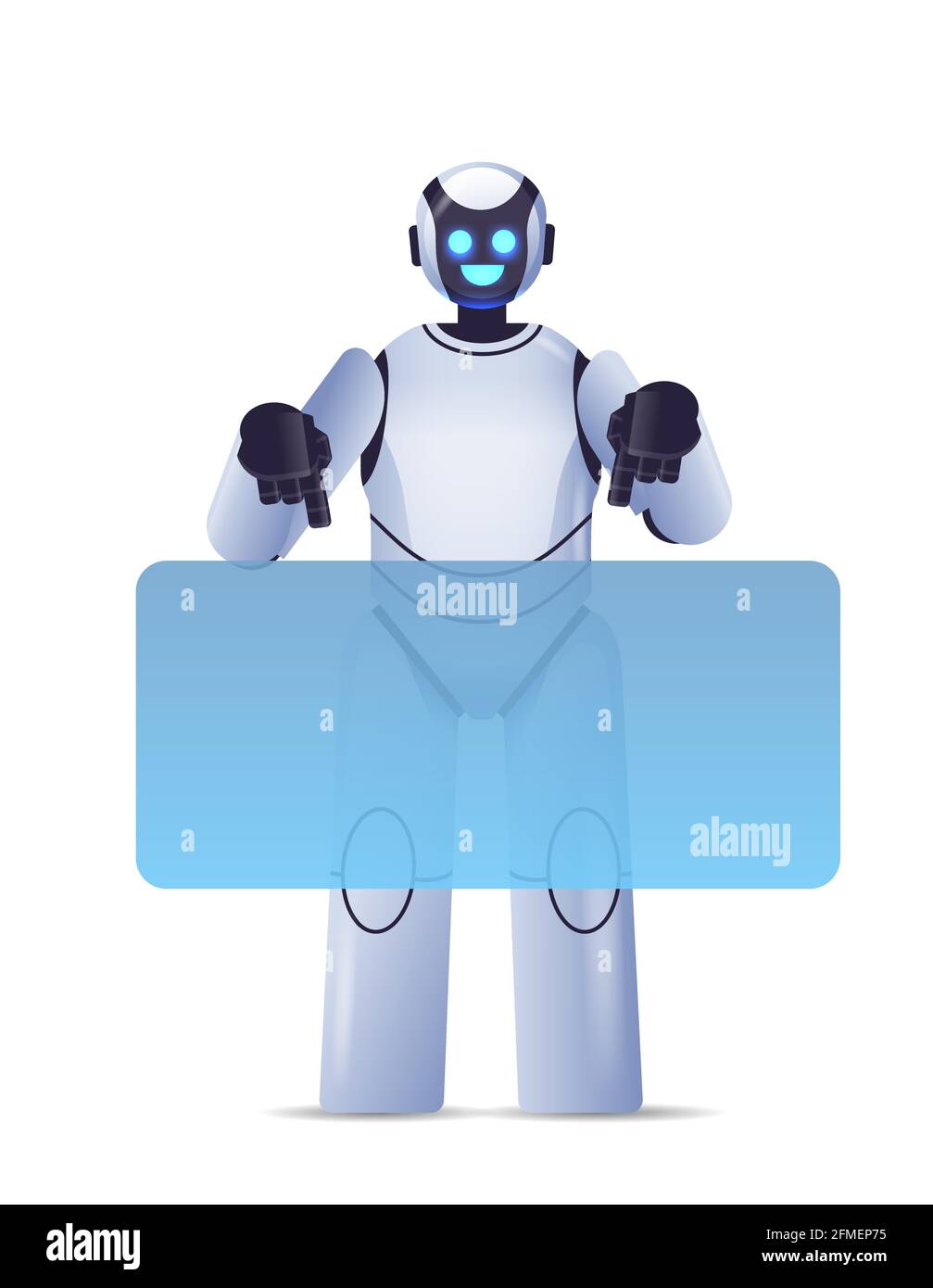 joli cyborg robot pointant sur le caractère robotique moderne de la carte virtuelle concept de technologie de l'intelligence artificielle Illustration de Vecteur