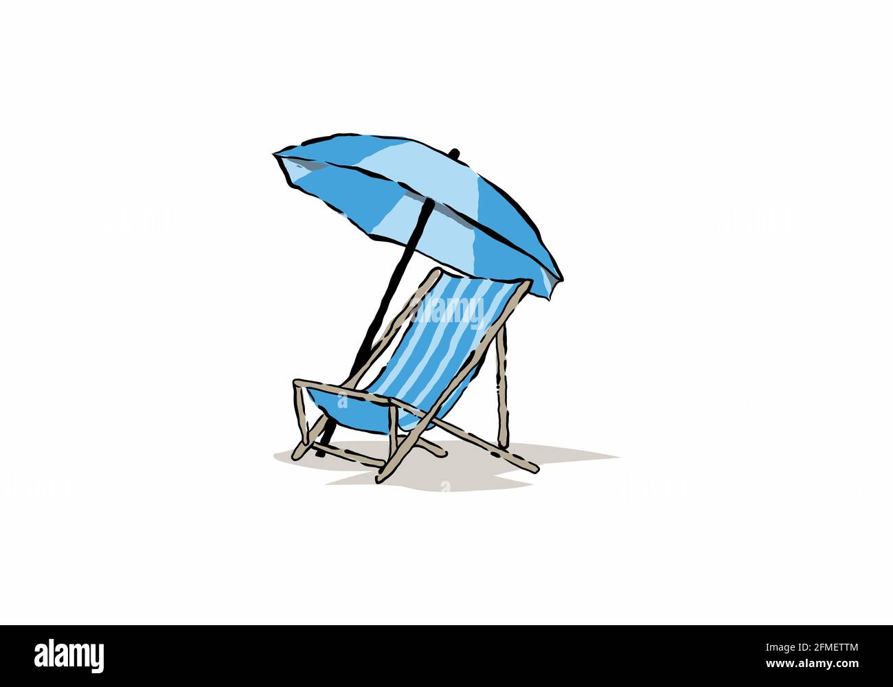 Dessin d'illustration bleu de la chaise de plage et de parapluie Image  Vectorielle Stock - Alamy