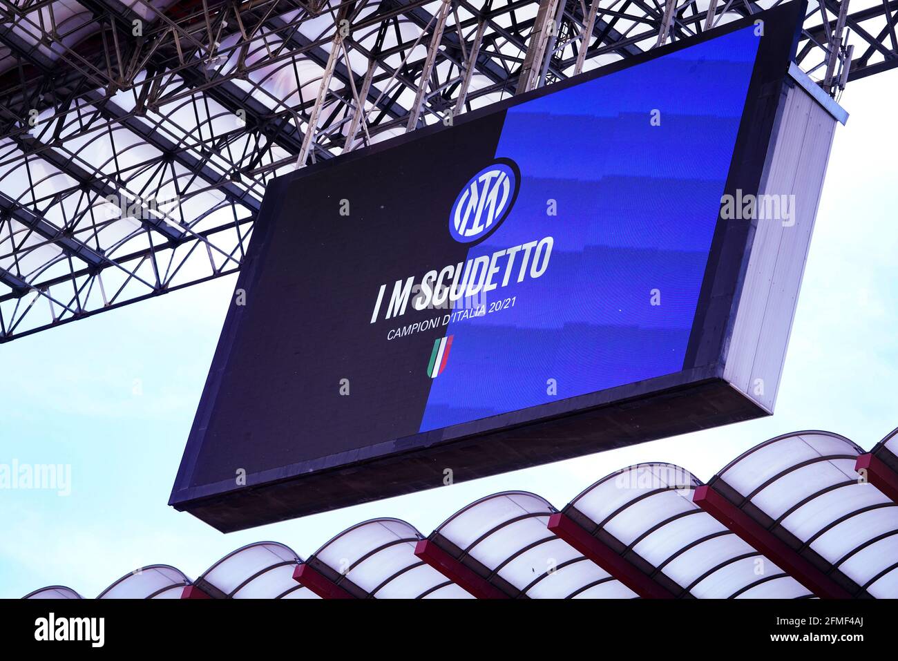 Mur de LED Je suis Scudetto avant le championnat italien Serie UN match de football entre le FC Internazionale et UC Sampdoria le 8 mai 2021 au stade Giuseppe Meazza à Milan, Italie - photo Morgese-Rossini / DPPI / LiveMedia Banque D'Images