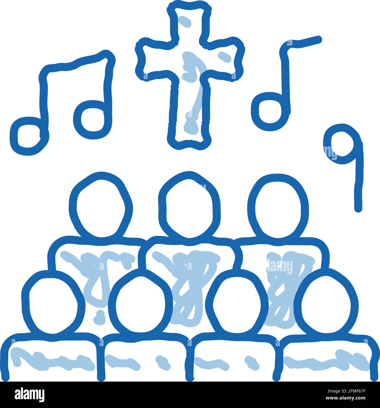 Church Choir chant Song concert doodle icône dessin à la main illustration Illustration de Vecteur