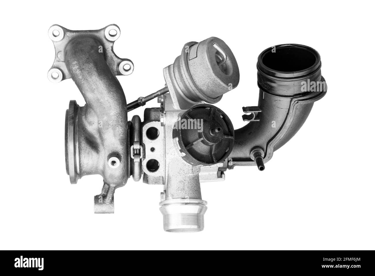 ensemble de turbocompresseur de voiture avec un tuyau de dérivation sur un blanc arrière-plan Banque D'Images