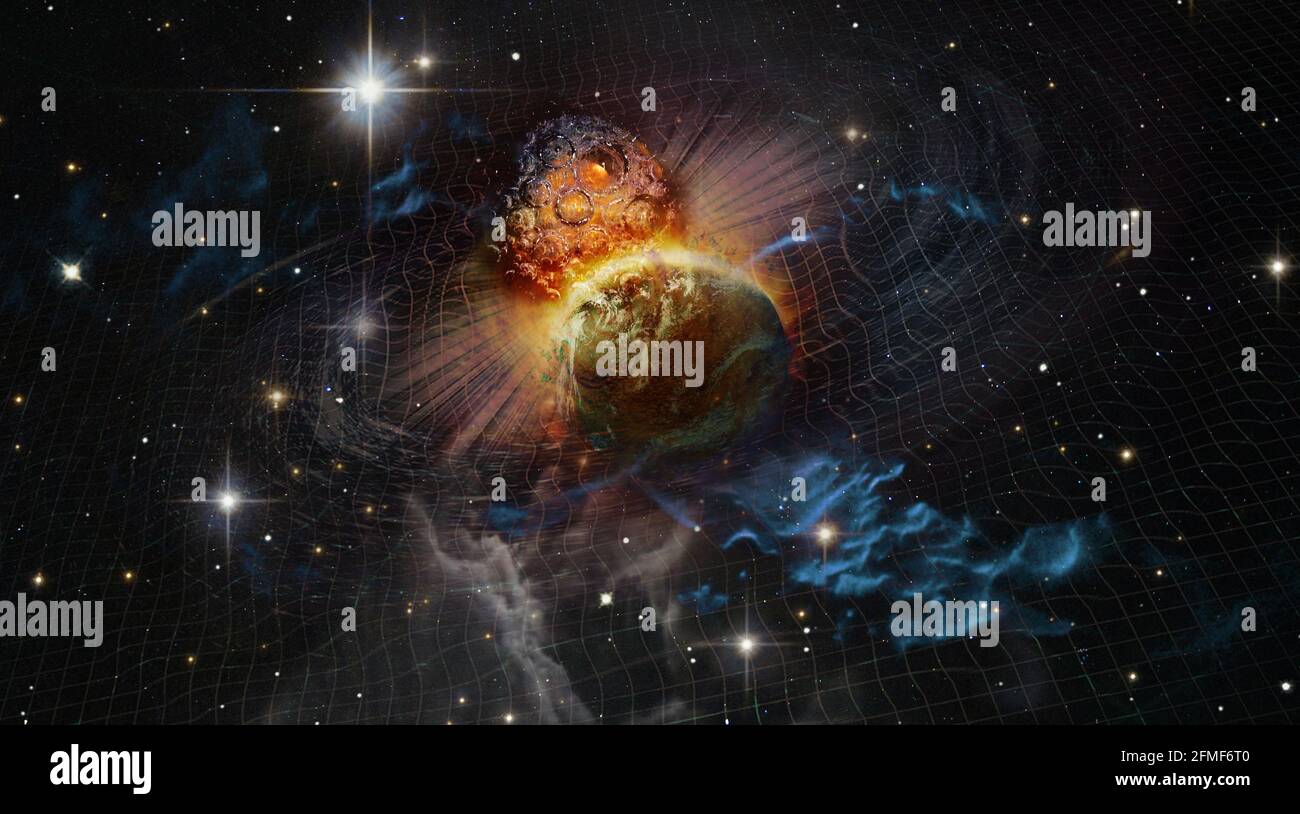 Système à double étoile avec une nébulosité d'espace de fond. Éléments de cette image fournis par la NASA. Banque D'Images