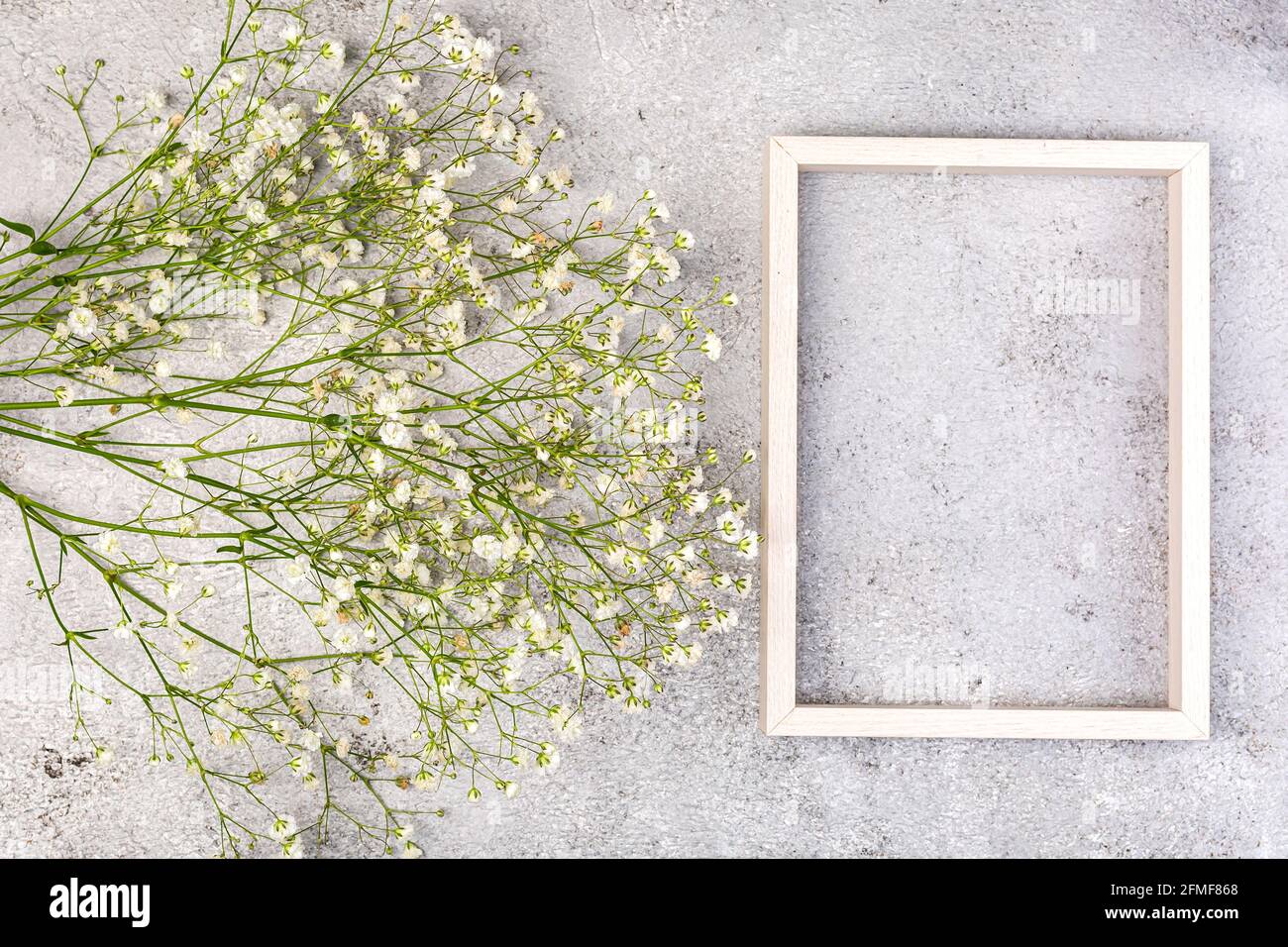 Bannière créative avec fleur de souffle de bébé blanc frais Banque D'Images