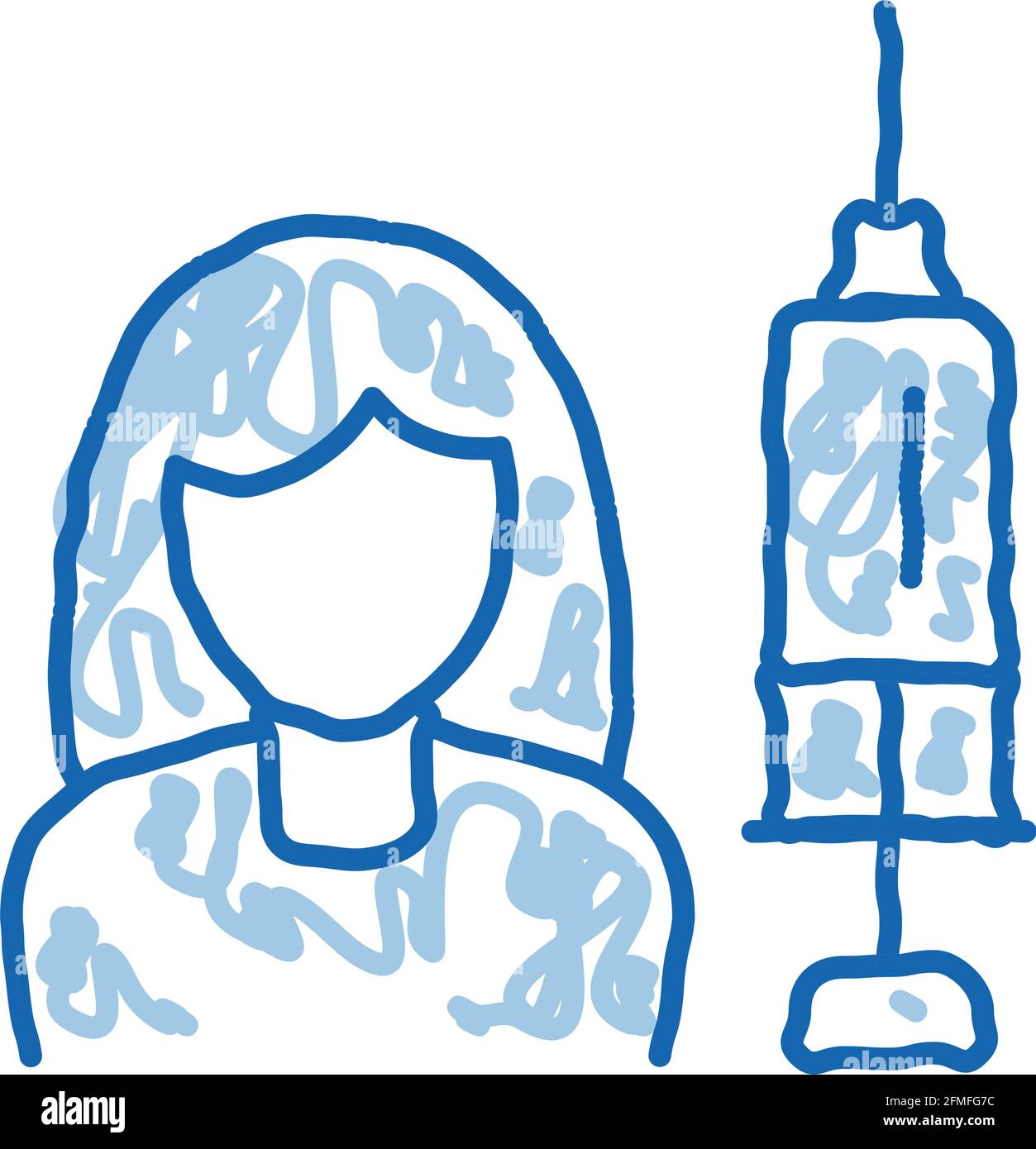 Injections pour femmes rajeunissement Doodle icône dessin à la main illustration Illustration de Vecteur