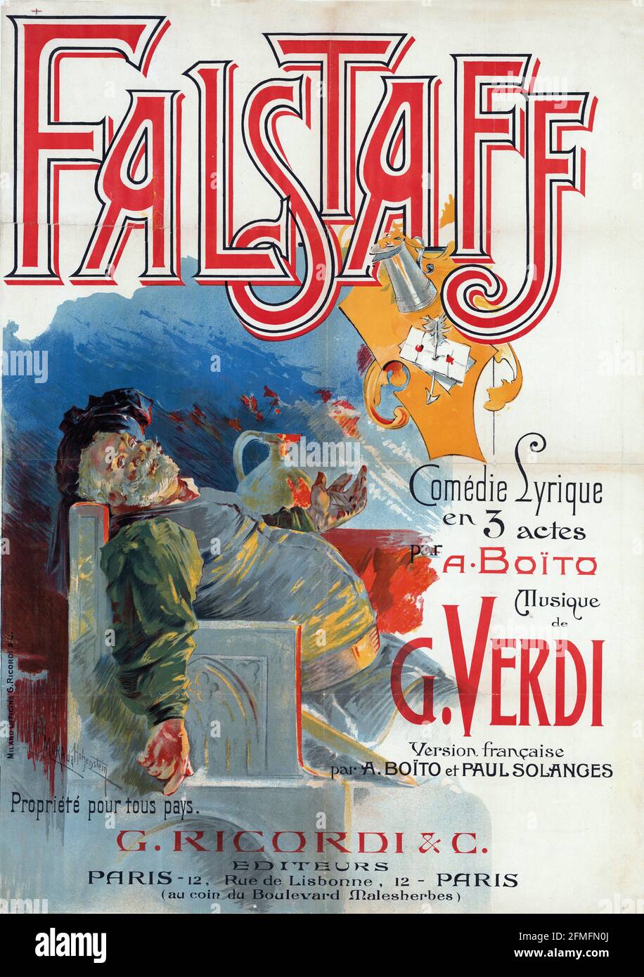 Adolfo Hohenstein - affiche pour la première production française du Falstaff de Giuseppe Verdi. 1894. Banque D'Images