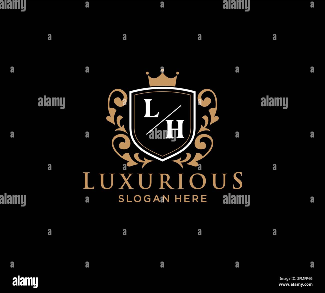 Modèle de logo LH Letter Royal Luxury dans les illustrations vectorielles pour les restaurants, les Royalty, les boutiques, les cafés, les hôtels, Heraldic, bijoux, mode et autres illustrations vectorielles Illustration de Vecteur