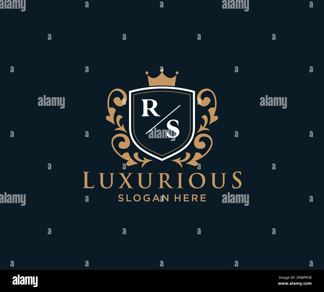 Modèle de logo RS Letter Royal Luxury dans un dessin vectoriel pour les restaurants, les royalties, les boutiques, les cafés, les hôtels, Heraldic, bijoux, mode et autres illustrations vectorielles Illustration de Vecteur